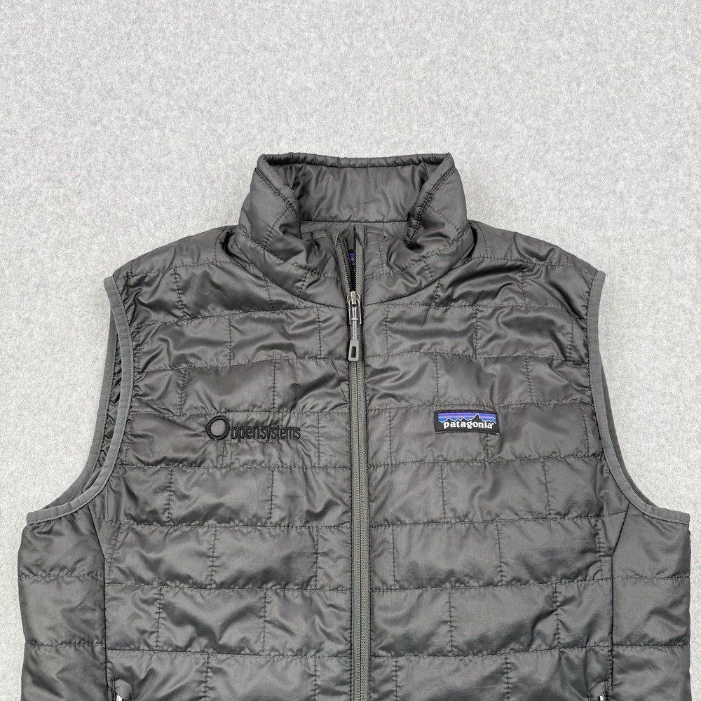 Patagonia Vest Mens Small Dark Gray Nana Puff Quilted Full Zip Primaloft Outdoor - Picture 2 of 14
